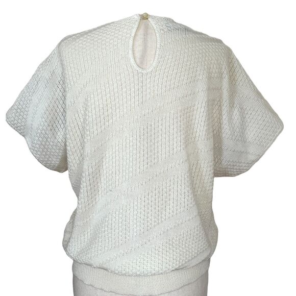 Vintage 1980s Leslie Fay Sweater | Made in USA Textured Knit Batwing Pullover - Picture 3 of 9